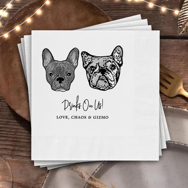 Drink On Us Pets Custom Hand Drawing Wedding Napki Napkins (Creator Uploaded)