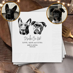 Drink On Us Pets Custom Hand Drawing Wedding Napki Napkins