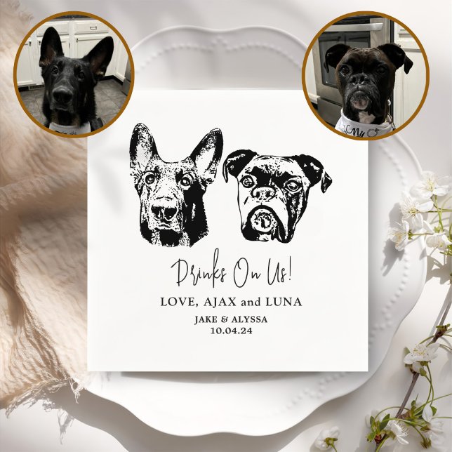 Drink On Us Pets Custom Hand Drawing Wedding Napki Napkins (Creator Uploaded)
