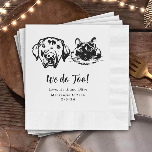 Drink On Us Pets Custom Hand Drawing Wedding Napki Napkins