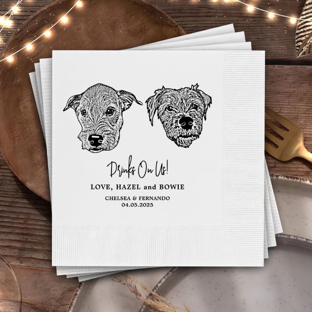Drink On Us Pets Custom Hand Drawing Wedding Napki Napkins (Creator Uploaded)