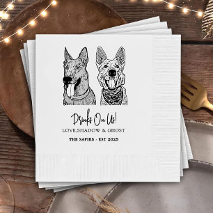 Drink On Us Pets Custom Hand Drawing Wedding Napki Napkins