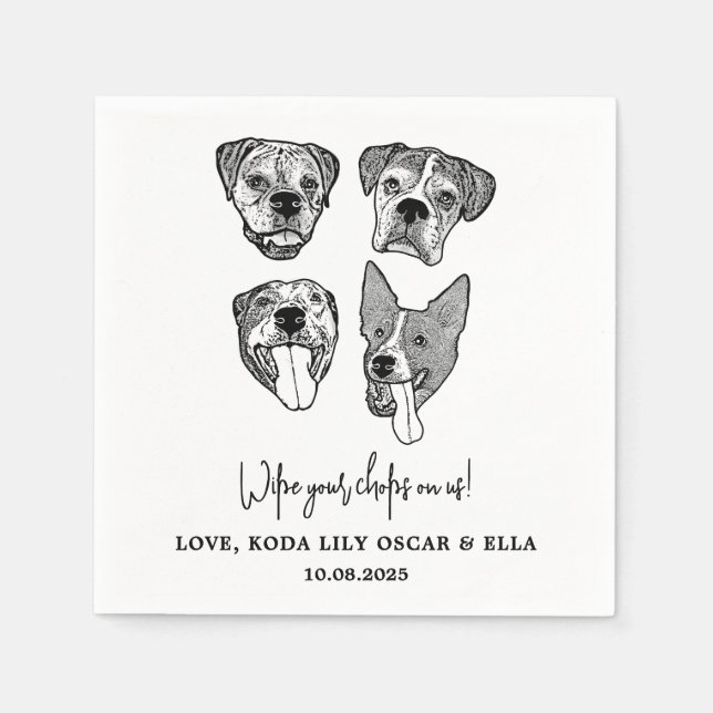 Drink On Us Pets Custom Hand Drawing Wedding Napki Napkins (Front)