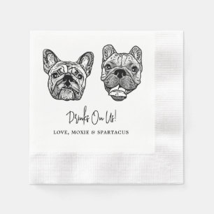Drink On Us Pets Custom Hand Drawing Wedding Napkins