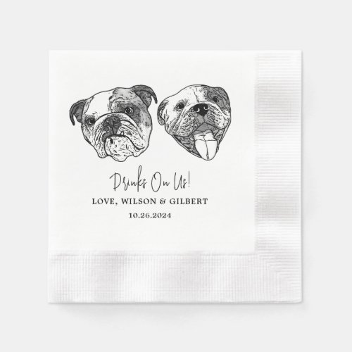 Drink On Us Pets Custom Hand Drawing Wedding Napkins