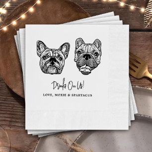 Drink On Us Pets Custom Hand Drawing Wedding Napkins