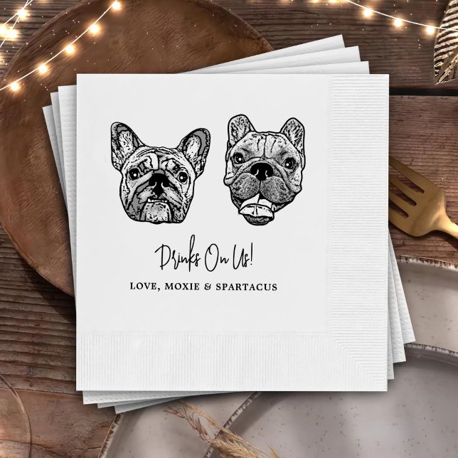 Drink On Us Pets Custom Hand Drawing Wedding Napkins (Creator Uploaded)