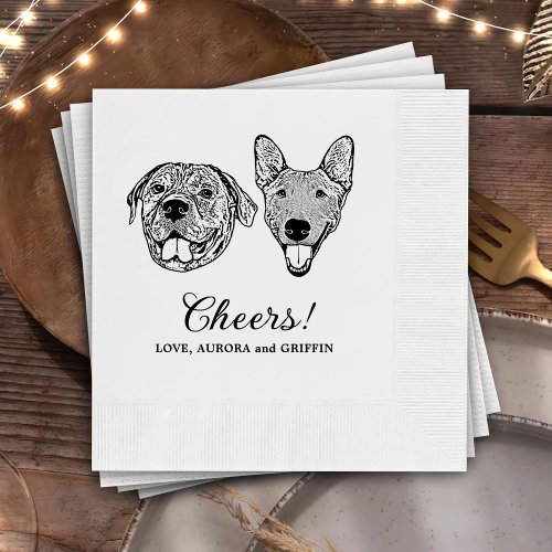 Drink On Us Pets Custom Hand Drawing Wedding Napkins