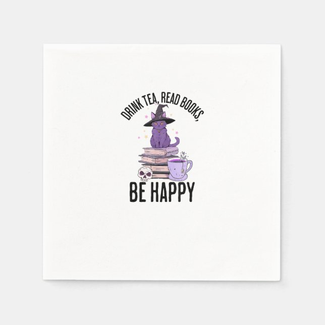 Drink Read Books Whimsigoth Halloween Design Napkins (Front)