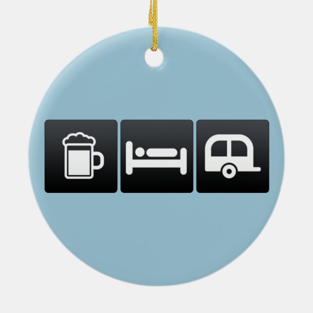 Drink, Sleep and Campers Ceramic Ornament (Back)