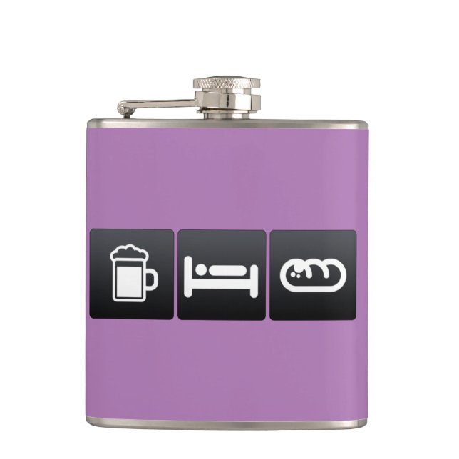 Drink, Sleep and Garlic Bread Flask (Front)