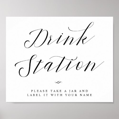 Drink Station Chic Calligraphy Script Wedding Sign