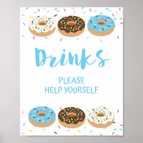 Drink Table Sign Blue Donut Sprinkle Shower Sign