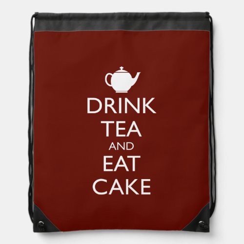 DRINK TEA AND EAT CAKE DRAWSTRING BAG