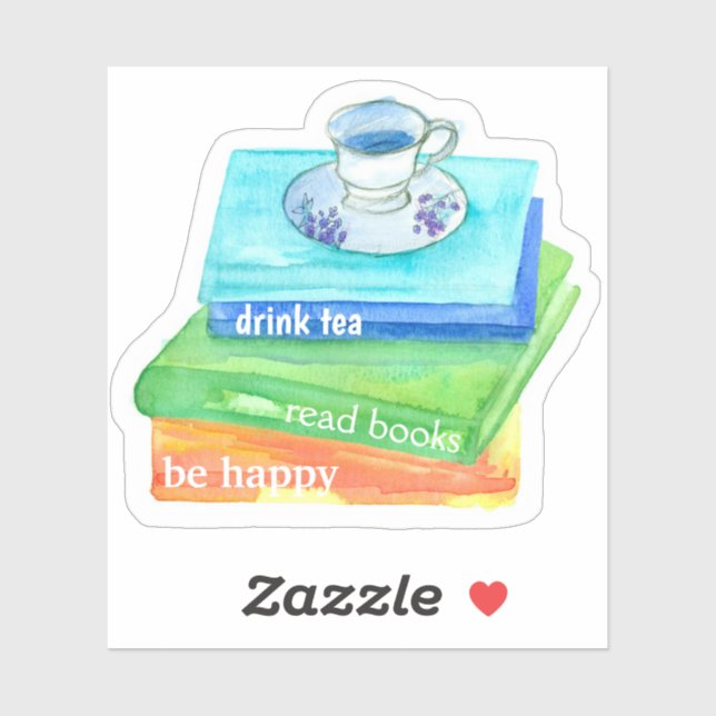 Drink Tea Read Books Be Happy Vinyl Sticker (Sheet)