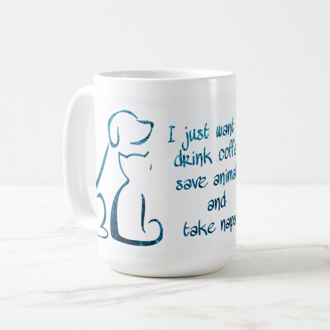 Drink Tea Save Animals - Rescue Pet - Animal Lover Coffee Mug (Front Left)