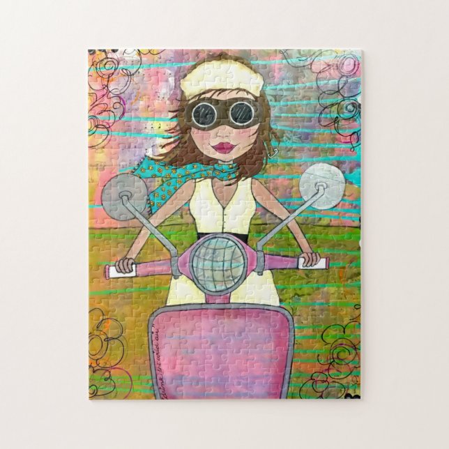 "Drink the Wild Air" Pink Scooter Puzzle (Vertical)
