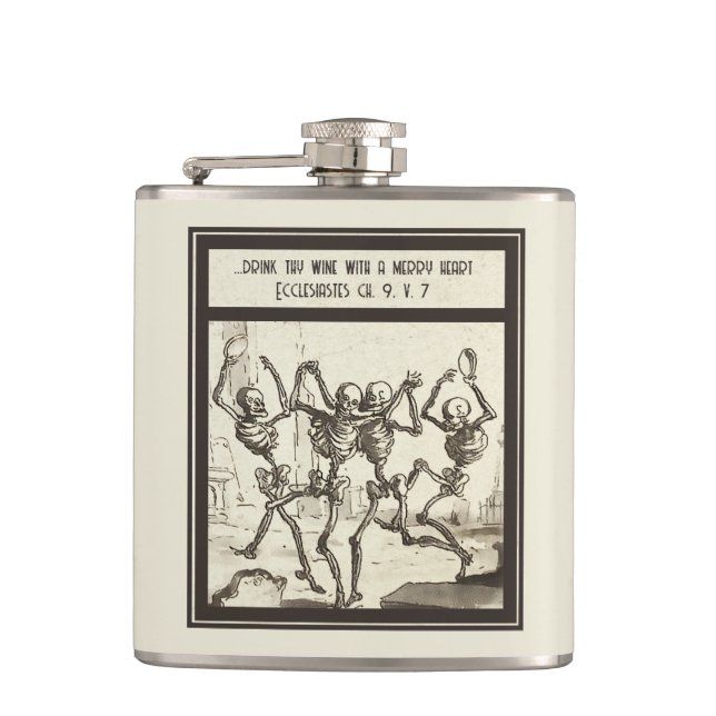 Drink thy wine with a merry heart flask (Front)