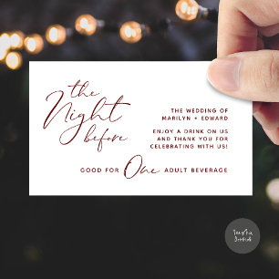 Drink Ticket, Adult Beverage, Modern Wedding Party Enclosure Card