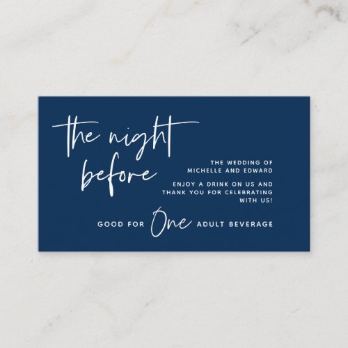 Drink Ticket Adult Beverage Navy Blue Enclosure Card