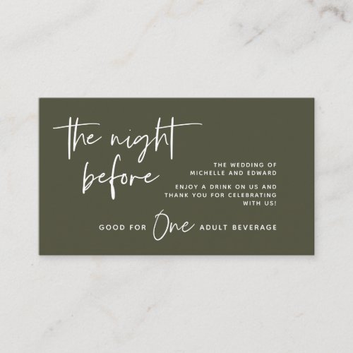 Drink Ticket Adult Beverage Wedding Bar Party Enclosure Card