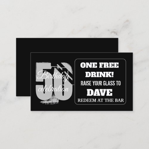 Drink Ticket Birthday Bar Token Personalised Card 