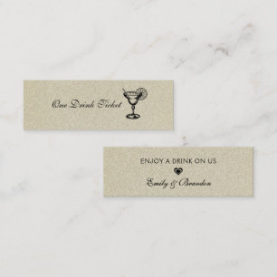 Drink Ticket, Champagne Color GlitteryTexture Mini Business Card
