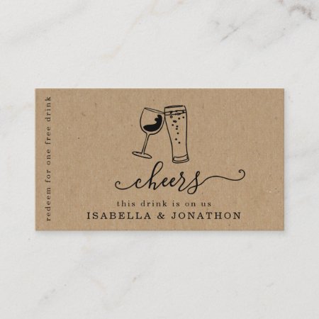 Drink Ticket, Free Alcohol Voucher Business Card