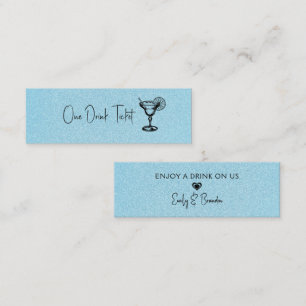 Drink Ticket, Light Blue Glittery Texture Mini Business Card
