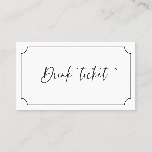 Drink Ticket Reception Bar Token Wedding Card B613 (Back)