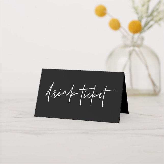 Drink Ticket Wedding Bar Event Token Tent Cards  (Front)
