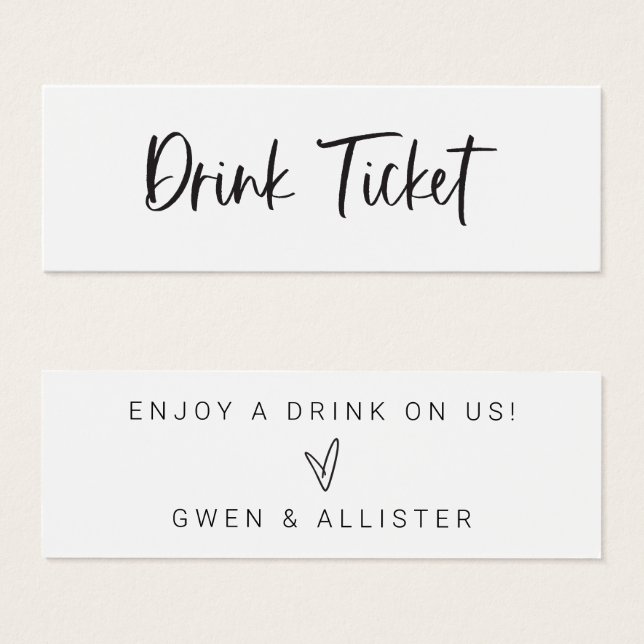 Drink Ticket Wedding Reception Bar Token Card (Front & Back)