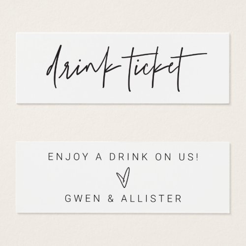 Drink Ticket Wedding Reception Bar Token Card G400