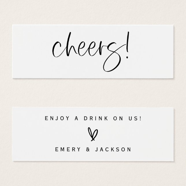 Drink Ticket Wedding Reception Beverage Card  (Front & Back)