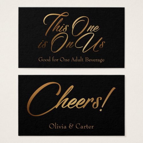 Drink Tickets Bold Elegant Gold Script on Black