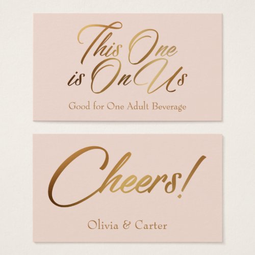 Drink Tickets Bold Elegant Gold Script on Blush