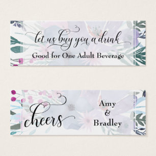 Drink Tickets Colorful Watercolor Flower Bouquet