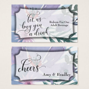 Drink Tickets Colorful Watercolor Flower Bouquet