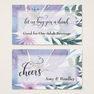 Drink Tickets Colorful Watercolor Flower Bouquet