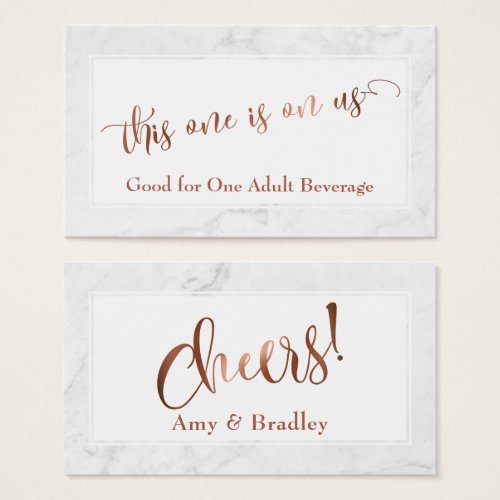 Drink Tickets  Copper Script w White Marble