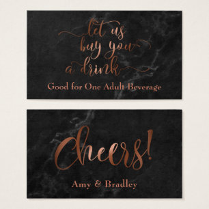 Drink Tickets   Copper Script with Black Marble