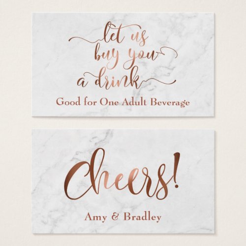 Drink Tickets  Copper Script with White Marble