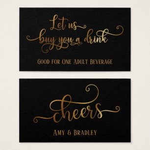 Drink Tickets   Faux Gold Foil on Editable Black