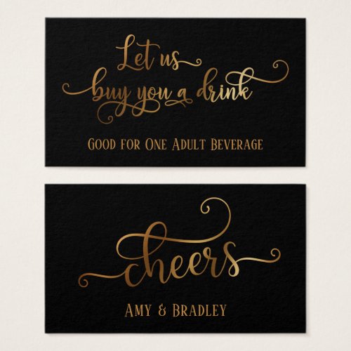 Drink Tickets  Faux Gold Foil on Editable Black