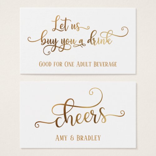 Drink Tickets  Faux Gold Foil on Editable White