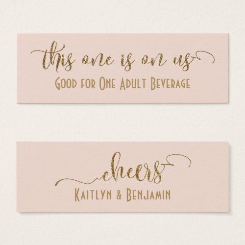 Drink Tickets Faux Gold Glitter over Blush Pink