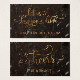 Drink Tickets   Faux Gold & Photo of Glass Bottles