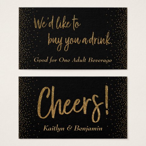 Drink Tickets Gold Glitter Script  Confetti