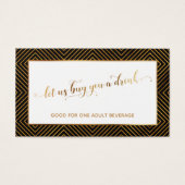 Drink Tickets, Gold Hearts Script, Diamonds, Black (Front)
