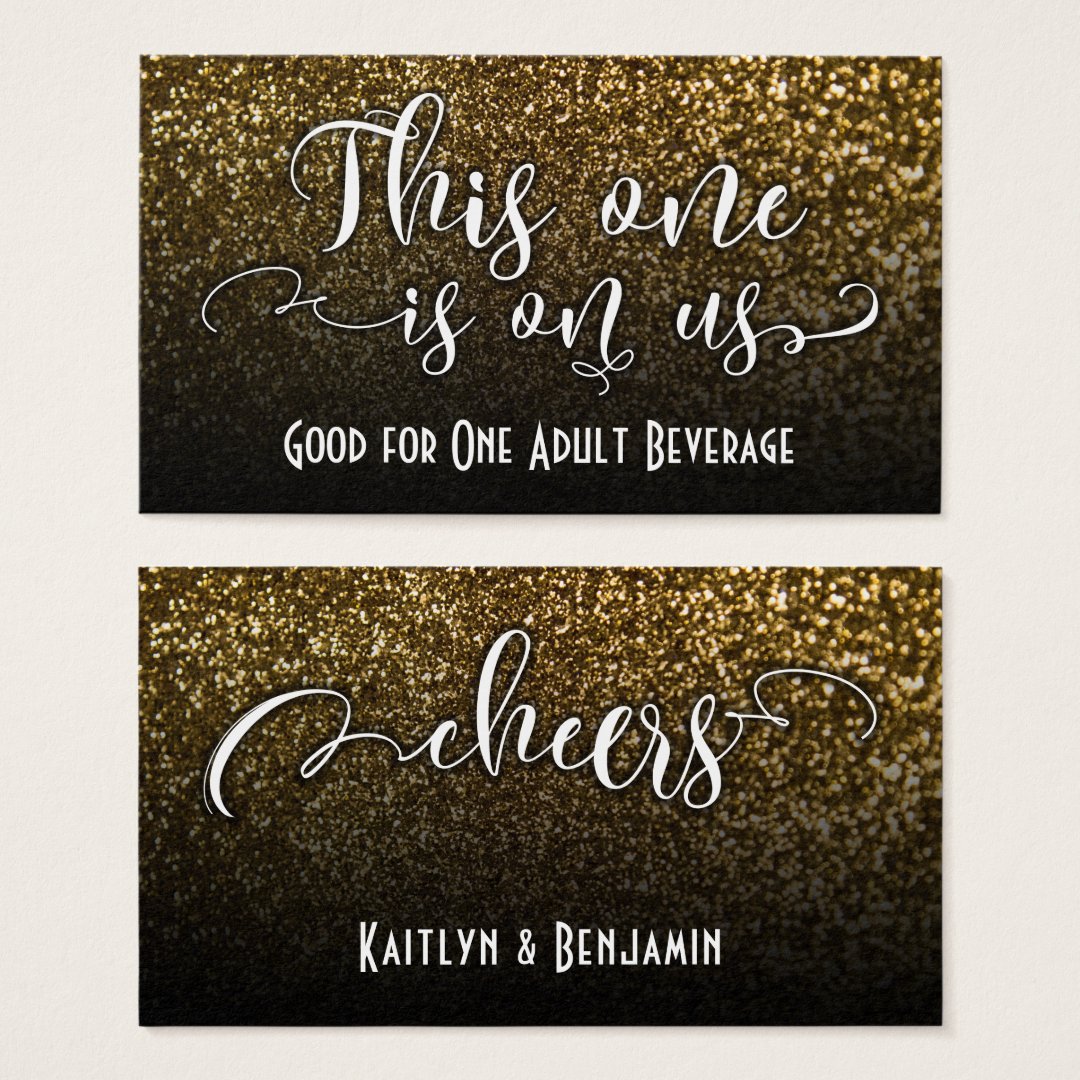 Drink Tickets on Faux Gold Glitter & Black Ombre | Zazzle